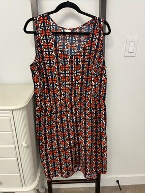 Merona Sleeveless Geometric Print Dress in Navy, Orange & White. So pretty!